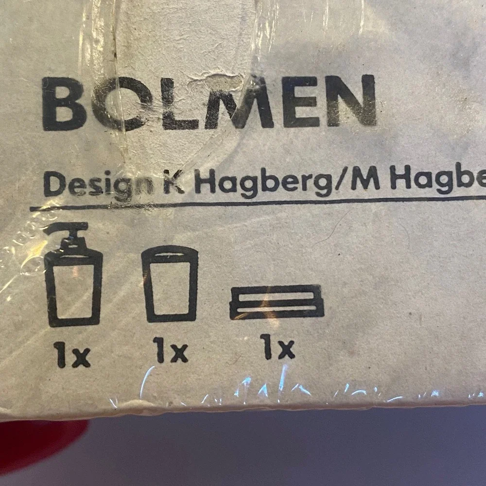 IKEA BOLMEN Bathroom Set Black New 3-Piece Soap Dispenser Dish Holder